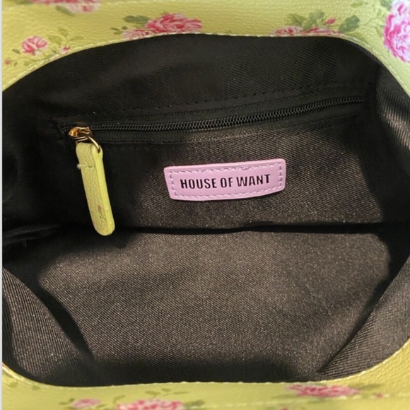 HOUSE OF WANT CHILL FRAMED CLUTCH GREEN FLORAL NEW WITH TAGS - Picture 6 of 8